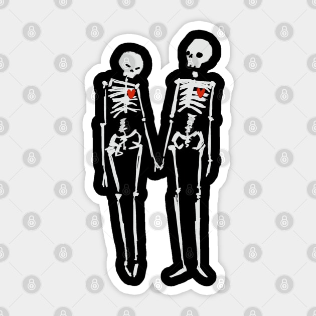 lovers skeleton with heart valentinesday tarot Sticker by ISFdraw